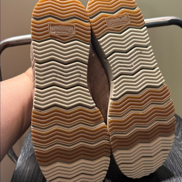 Propét Womens Taupe Suede Travel Walker - Picture 7 of 11